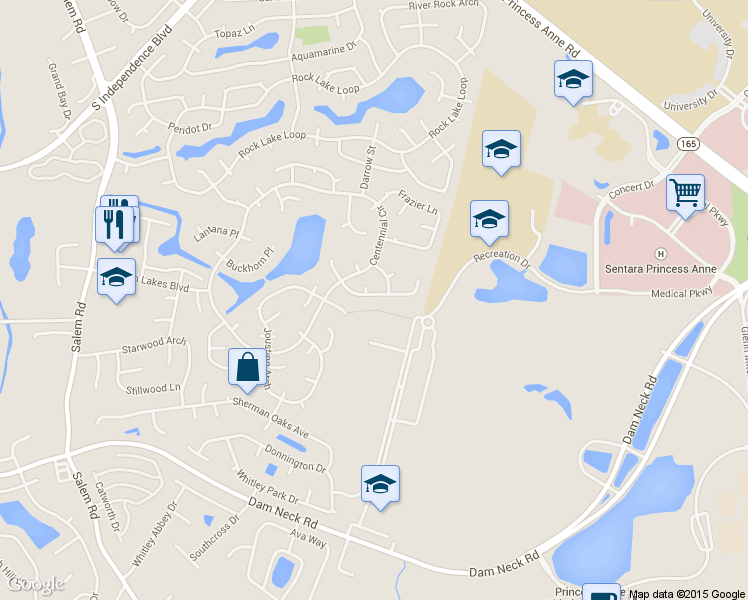 map of restaurants, bars, coffee shops, grocery stores, and more near 3761 Grey Dove Lane in Virginia Beach