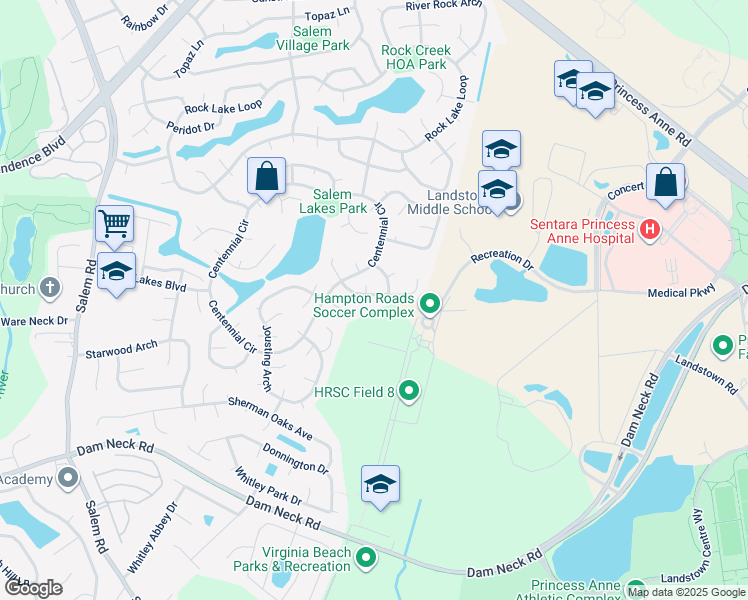 map of restaurants, bars, coffee shops, grocery stores, and more near 3761 Grey Dove Lane in Virginia Beach
