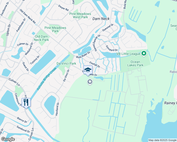 map of restaurants, bars, coffee shops, grocery stores, and more near 912 Pendergrass Court in Virginia Beach