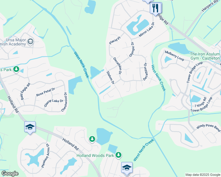 map of restaurants, bars, coffee shops, grocery stores, and more near 2608 Saint Regis Lane in Virginia Beach