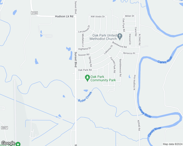 map of restaurants, bars, coffee shops, grocery stores, and more near 107 Spring Road in Bartlesville