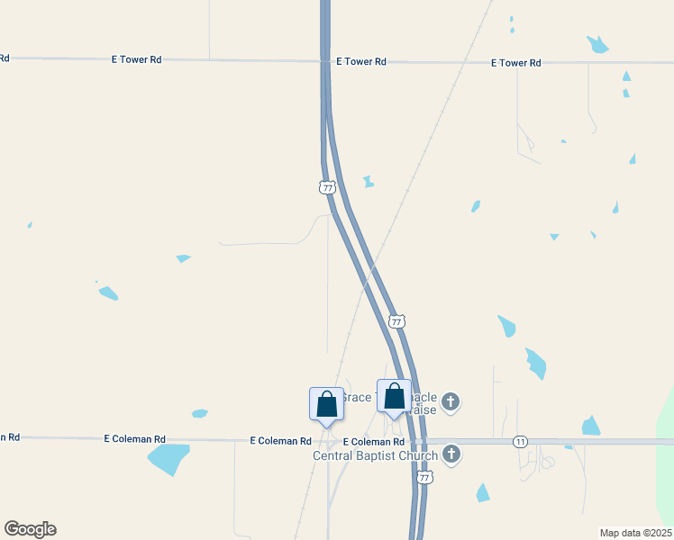map of restaurants, bars, coffee shops, grocery stores, and more near 5447 Old US Highway 77 in Ponca City