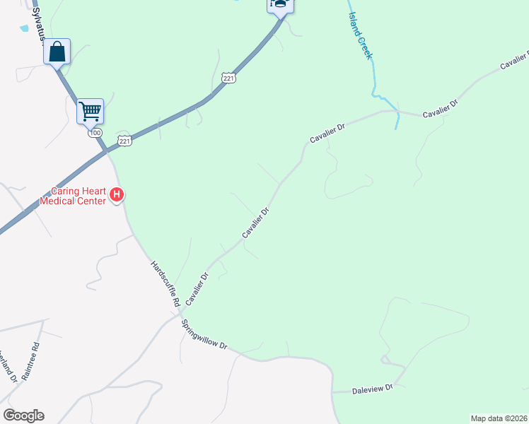 map of restaurants, bars, coffee shops, grocery stores, and more near Cavalier Drive in Hillsville