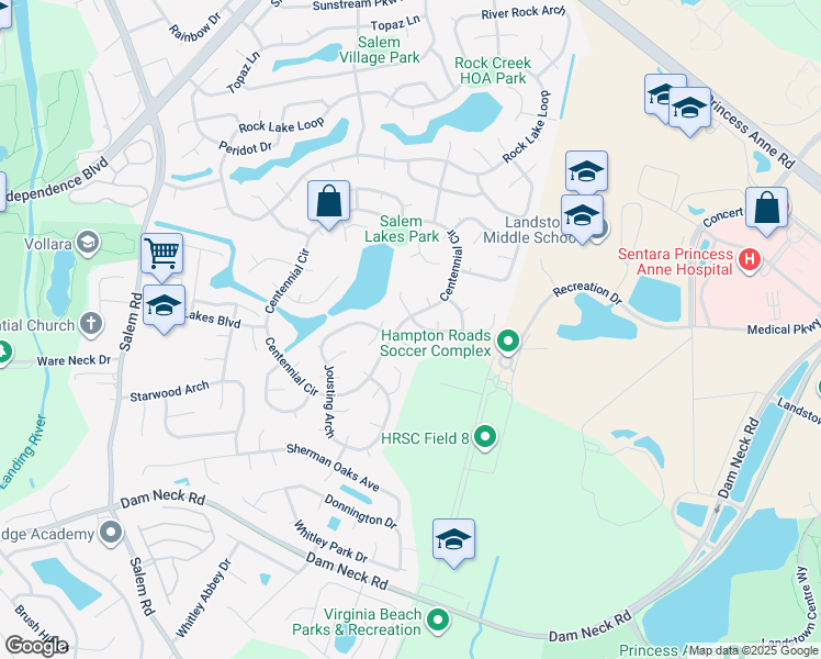 map of restaurants, bars, coffee shops, grocery stores, and more near 3793 Grey Dove Lane in Virginia Beach