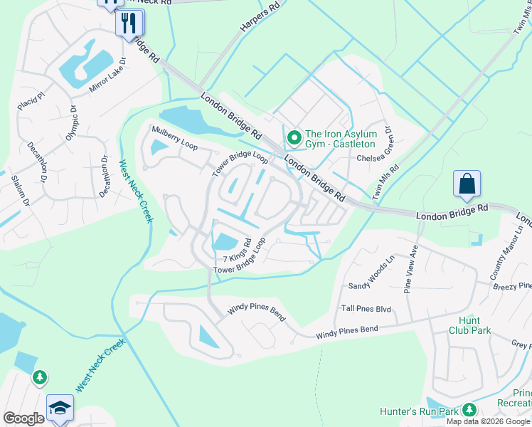 map of restaurants, bars, coffee shops, grocery stores, and more near 1836 Somersby Lane in Virginia Beach