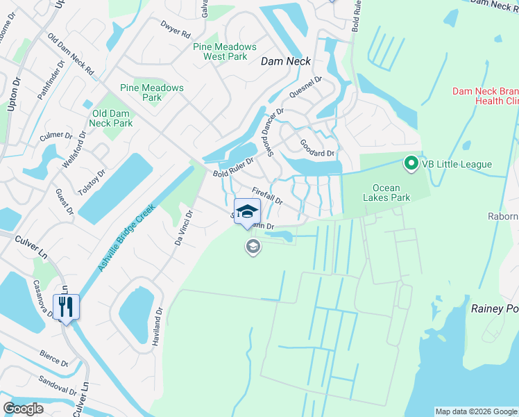 map of restaurants, bars, coffee shops, grocery stores, and more near 912 Pendergrass Court in Virginia Beach