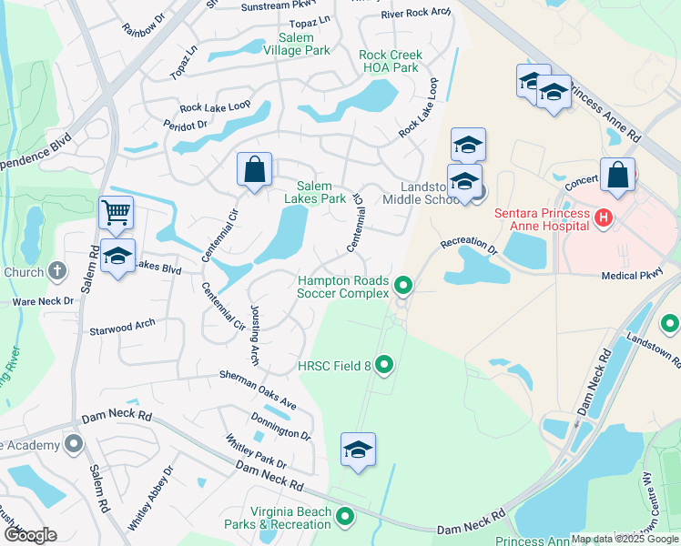 map of restaurants, bars, coffee shops, grocery stores, and more near 3793 Grey Dove Lane in Virginia Beach