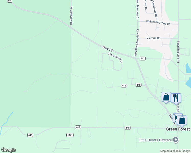map of restaurants, bars, coffee shops, grocery stores, and more near 111 Timber Valley Drive in Poplar Bluff