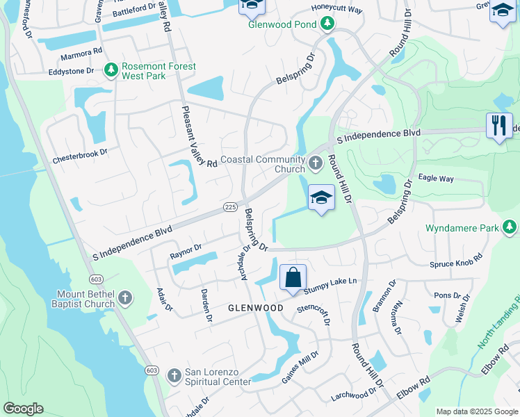 map of restaurants, bars, coffee shops, grocery stores, and more near 1368 Dalsbury Lane in Virginia Beach