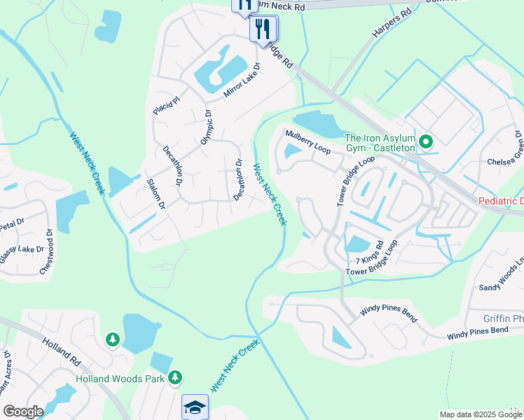 map of restaurants, bars, coffee shops, grocery stores, and more near 1920 Mogulbear Court in Virginia Beach