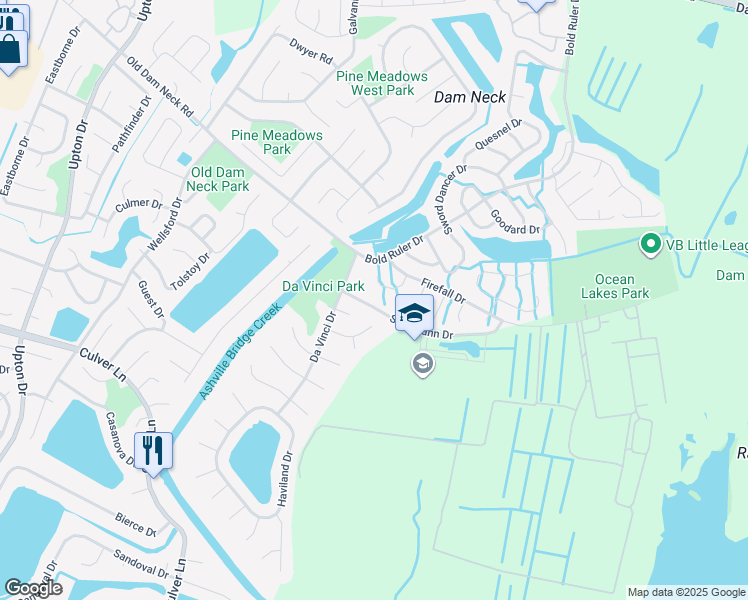 map of restaurants, bars, coffee shops, grocery stores, and more near 904 Nahant Court in Virginia Beach