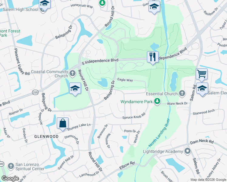 map of restaurants, bars, coffee shops, grocery stores, and more near 2209 Eagle Ridge Court in Virginia Beach