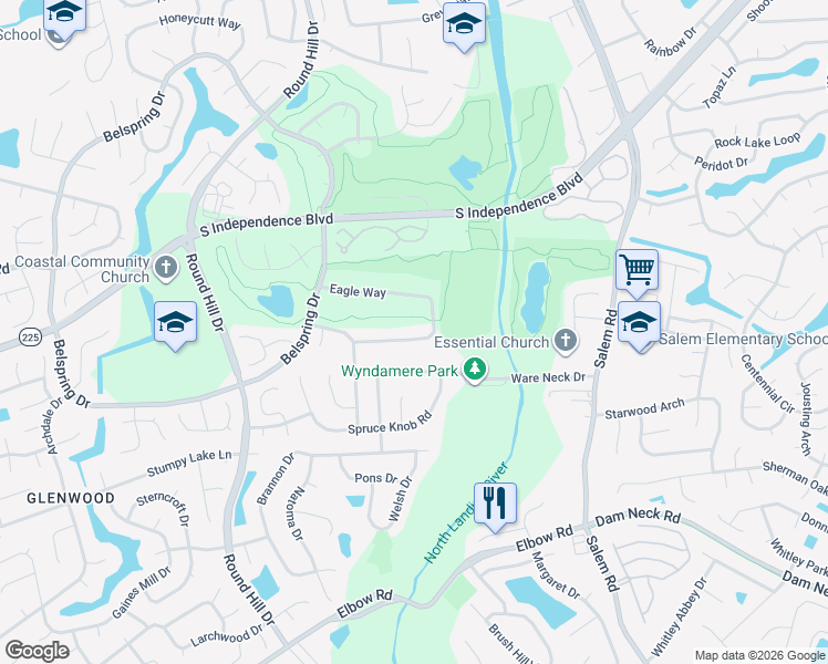 map of restaurants, bars, coffee shops, grocery stores, and more near 1220 Eagle Way in Virginia Beach