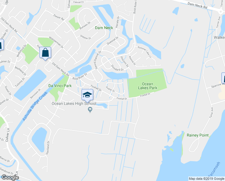 map of restaurants, bars, coffee shops, grocery stores, and more near 852 Avatar Drive in Virginia Beach