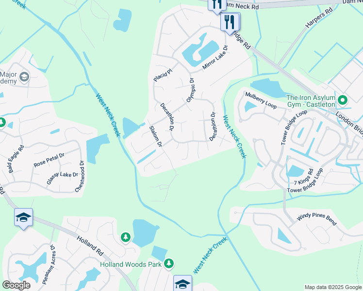 map of restaurants, bars, coffee shops, grocery stores, and more near 1912 Tupper Court in Virginia Beach