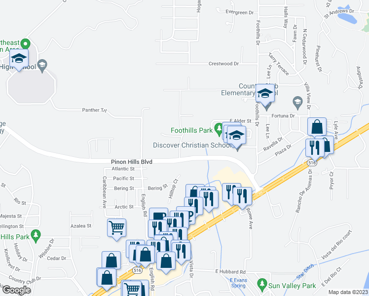 map of restaurants, bars, coffee shops, grocery stores, and more near 5401 Cleone Place in Farmington