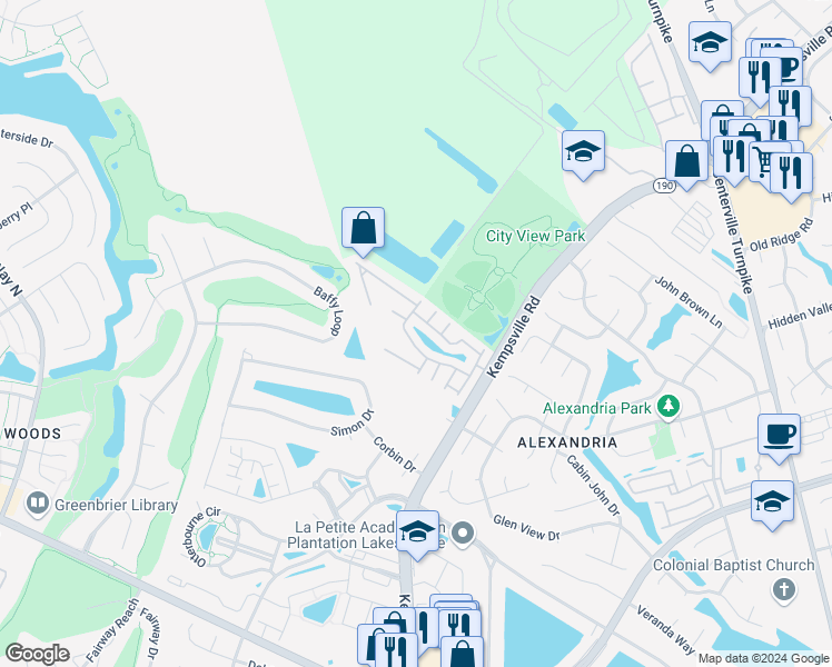 map of restaurants, bars, coffee shops, grocery stores, and more near 5925 Ludington Drive in Virginia Beach