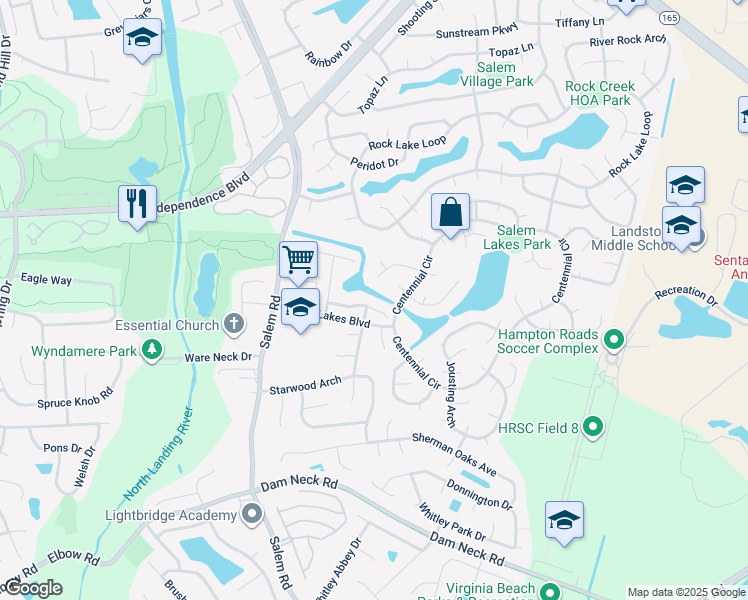 map of restaurants, bars, coffee shops, grocery stores, and more near 3937 Lantana Place in Virginia Beach