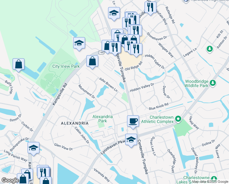map of restaurants, bars, coffee shops, grocery stores, and more near 1916 John Brown Lane in Virginia Beach