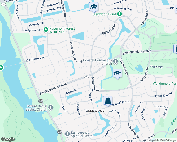 map of restaurants, bars, coffee shops, grocery stores, and more near 2121 Dove Ridge Drive in Virginia Beach