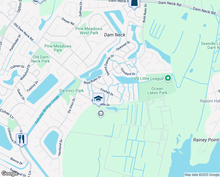 map of restaurants, bars, coffee shops, grocery stores, and more near 1754 Sword Dancer Drive in Virginia Beach