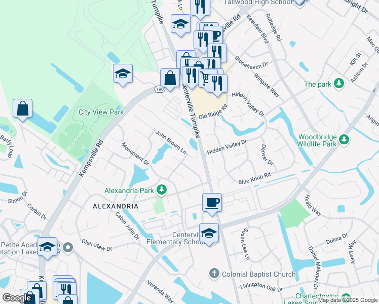 map of restaurants, bars, coffee shops, grocery stores, and more near 1944 John Brown Lane in Virginia Beach