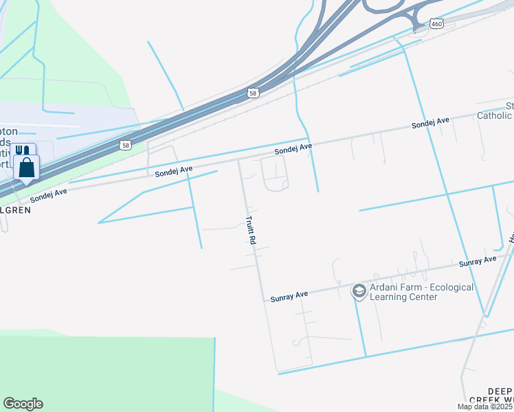 map of restaurants, bars, coffee shops, grocery stores, and more near 513 Truitt Road in Chesapeake