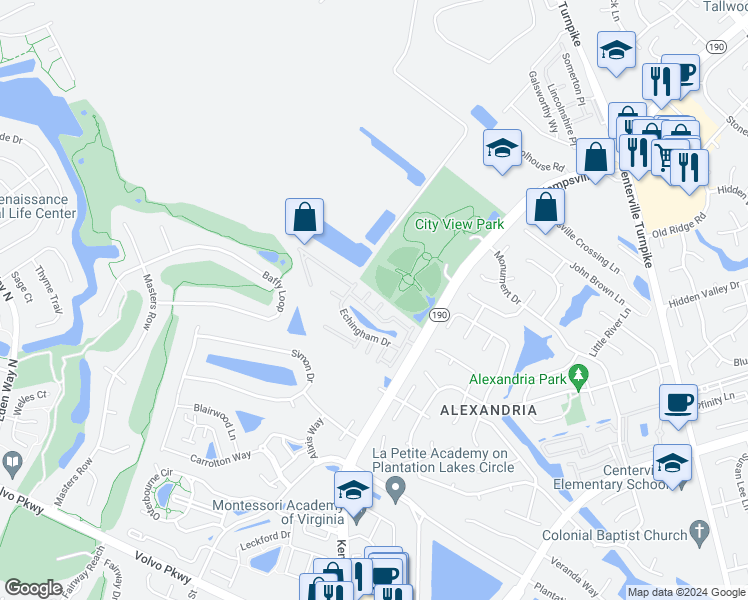 map of restaurants, bars, coffee shops, grocery stores, and more near 2113 Pateshall Court in Virginia Beach