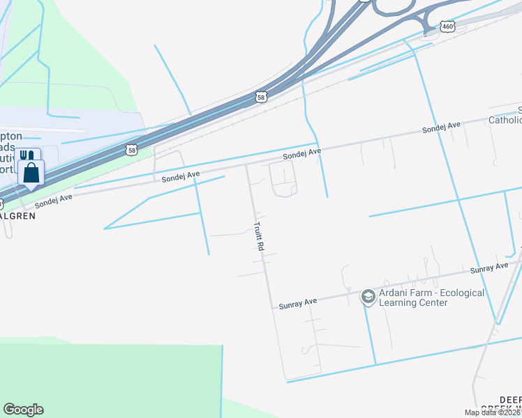 map of restaurants, bars, coffee shops, grocery stores, and more near 513 Truitt Road in Chesapeake