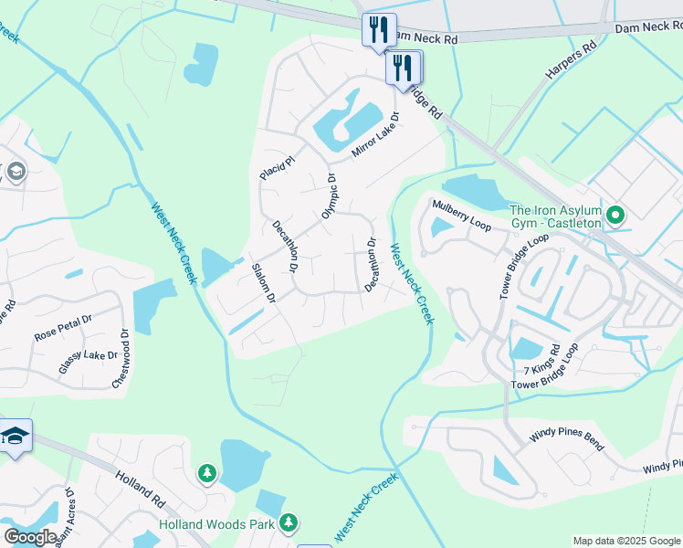 map of restaurants, bars, coffee shops, grocery stores, and more near 1908 McCauley Court in Virginia Beach