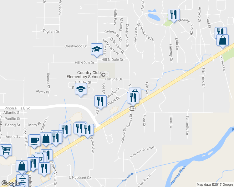 map of restaurants, bars, coffee shops, grocery stores, and more near 5801 Ravella Drive in Farmington