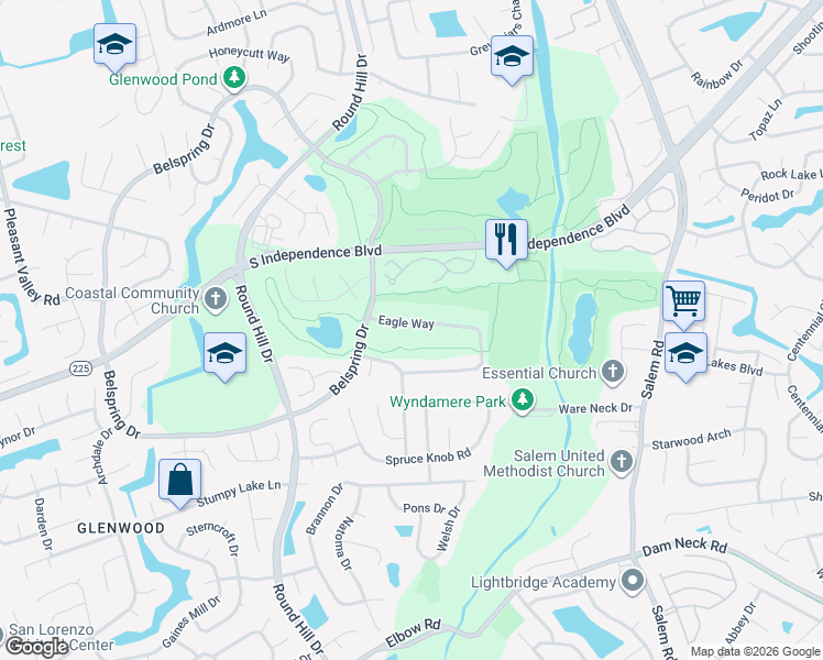 map of restaurants, bars, coffee shops, grocery stores, and more near 1125 Eagle Way in Virginia Beach