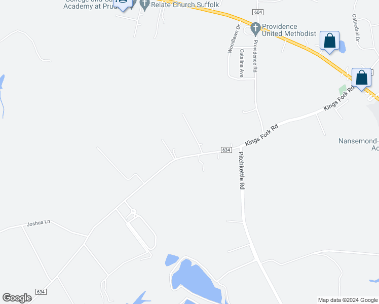 map of restaurants, bars, coffee shops, grocery stores, and more near 1772 Kings Fork Road in Suffolk