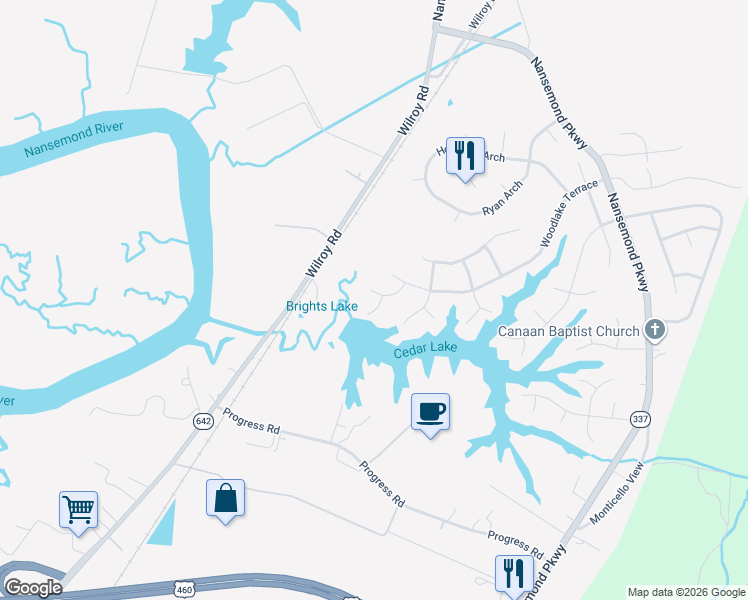 map of restaurants, bars, coffee shops, grocery stores, and more near 400 Haverhill Court in Suffolk