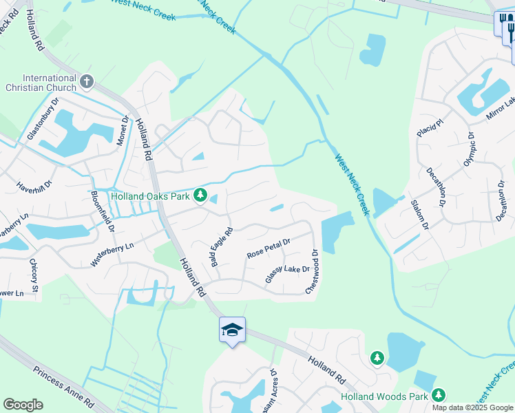 map of restaurants, bars, coffee shops, grocery stores, and more near 2913 Sugar Maple Drive in Virginia Beach