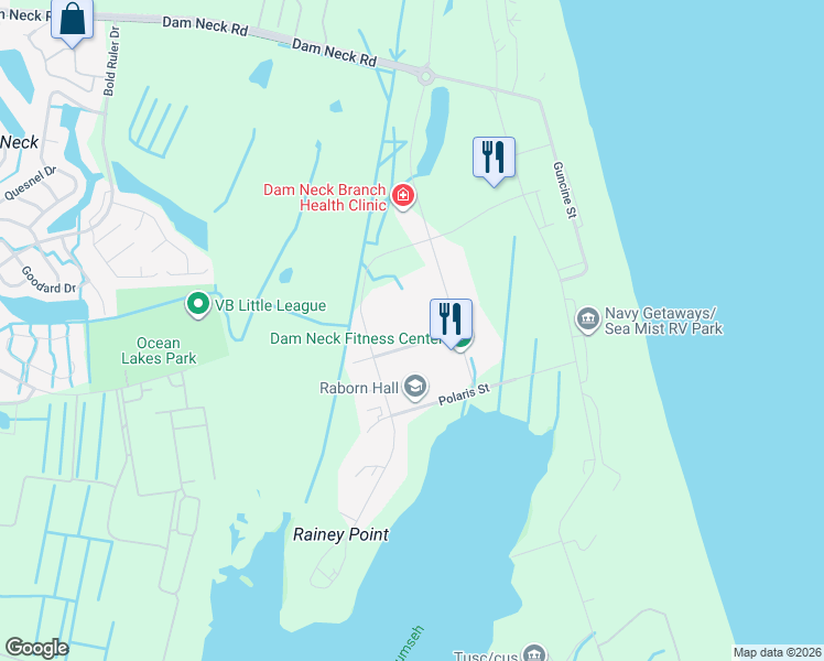 map of restaurants, bars, coffee shops, grocery stores, and more near in Virginia Beach