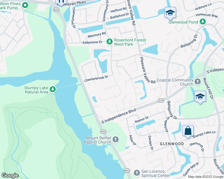 map of restaurants, bars, coffee shops, grocery stores, and more near 1413 Glenwood Links Lane in Virginia Beach