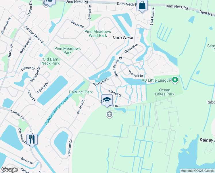 map of restaurants, bars, coffee shops, grocery stores, and more near 819 Cannonade Trail in Virginia Beach