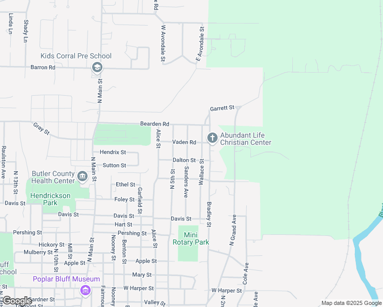 map of restaurants, bars, coffee shops, grocery stores, and more near 1910 Sanders Avenue in Poplar Bluff