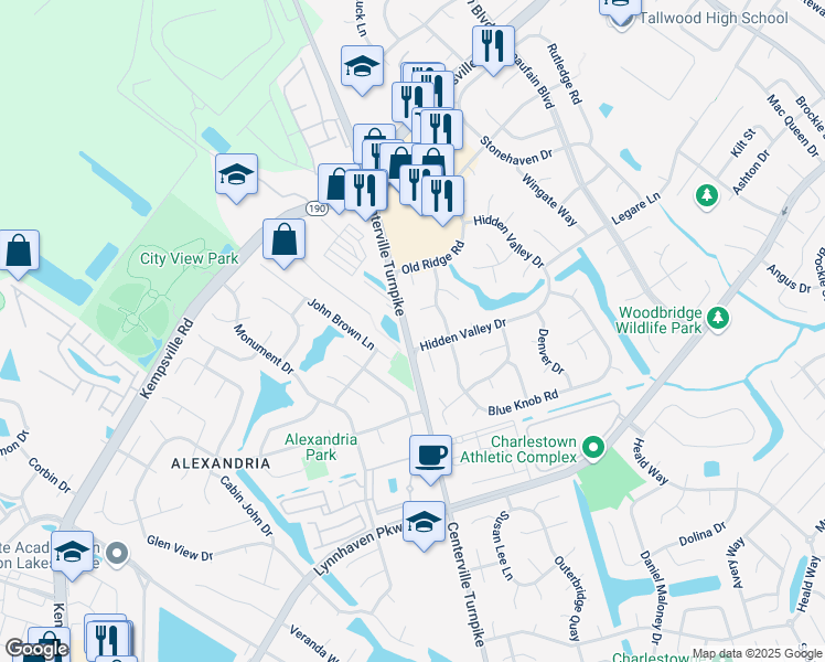 map of restaurants, bars, coffee shops, grocery stores, and more near 1917 Kempsville Crossing Lane in Virginia Beach