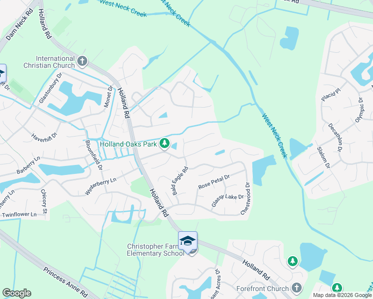 map of restaurants, bars, coffee shops, grocery stores, and more near 2876 Bald Eagle Road in Virginia Beach