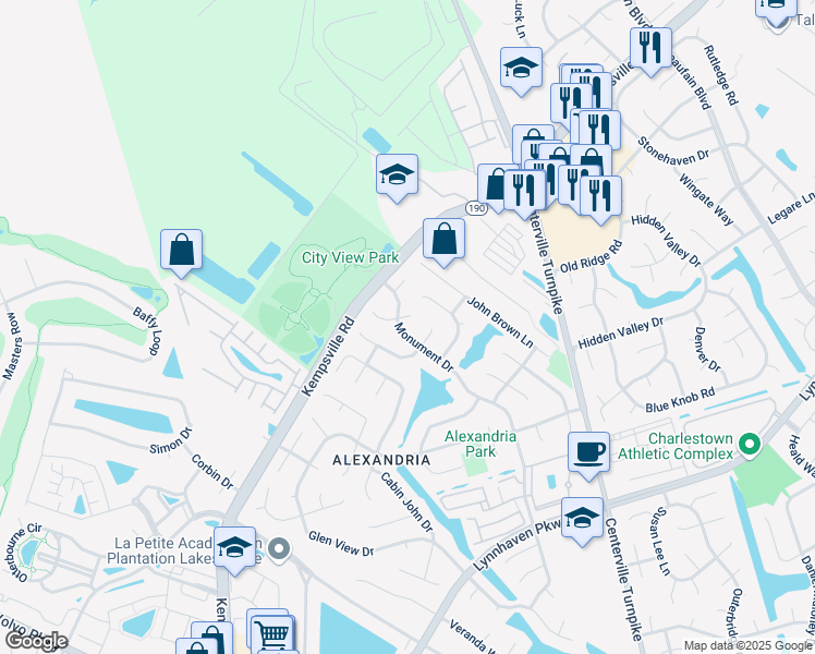 map of restaurants, bars, coffee shops, grocery stores, and more near 1880 Monument Drive in Virginia Beach