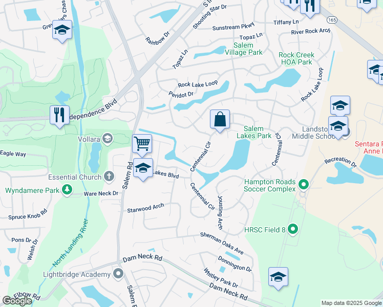 map of restaurants, bars, coffee shops, grocery stores, and more near 3914 Lansing Court in Virginia Beach