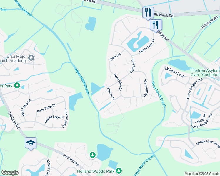 map of restaurants, bars, coffee shops, grocery stores, and more near 2608 Luzerne Circle in Virginia Beach