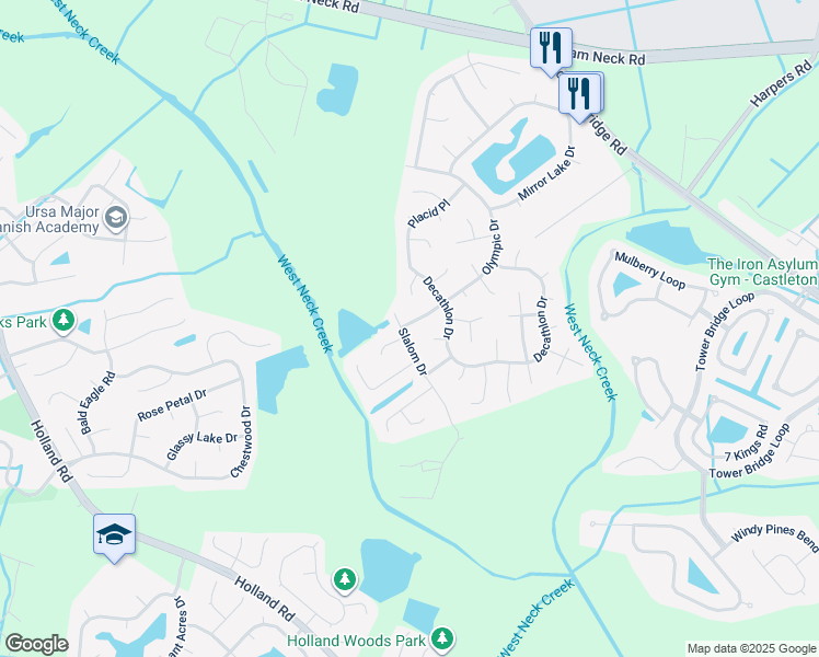 map of restaurants, bars, coffee shops, grocery stores, and more near 2608 Luzerne Circle in Virginia Beach