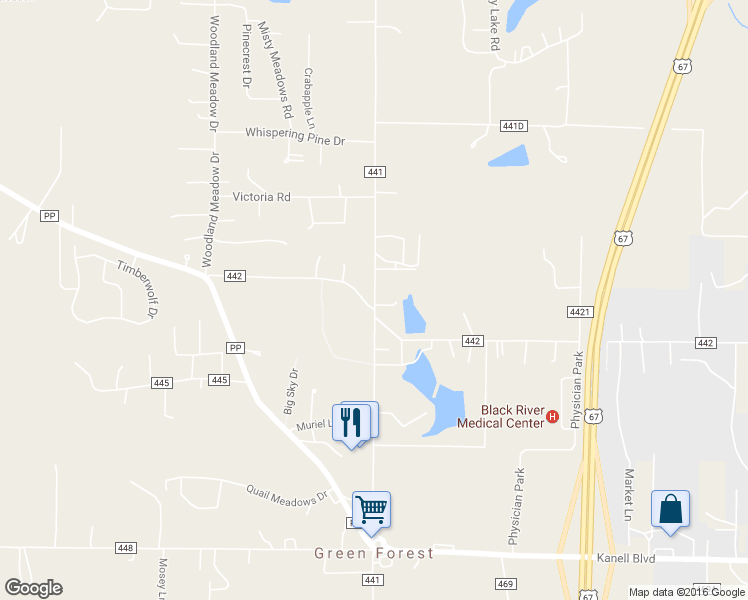 map of restaurants, bars, coffee shops, grocery stores, and more near 3081 Township Line Road in Poplar Bluff