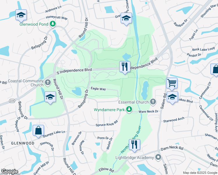 map of restaurants, bars, coffee shops, grocery stores, and more near 1168 Eagle Way in Virginia Beach