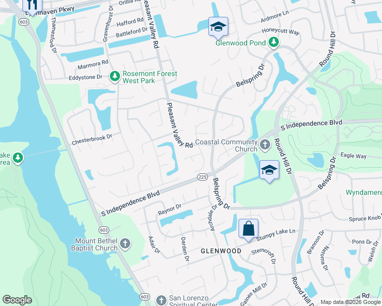 map of restaurants, bars, coffee shops, grocery stores, and more near 2101 Grouse Run Court in Virginia Beach