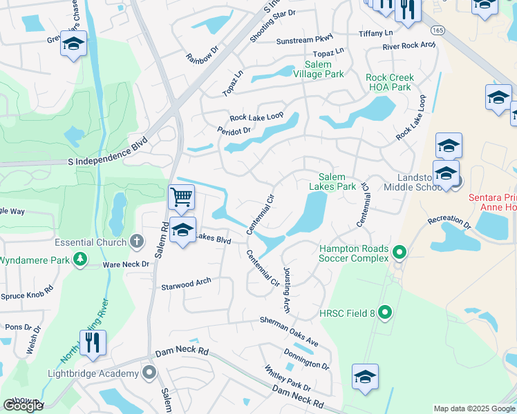 map of restaurants, bars, coffee shops, grocery stores, and more near 3909 Lantana Place in Virginia Beach