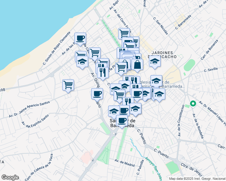 map of restaurants, bars, coffee shops, grocery stores, and more near Calle Ganado in Sanlúcar de Barrameda